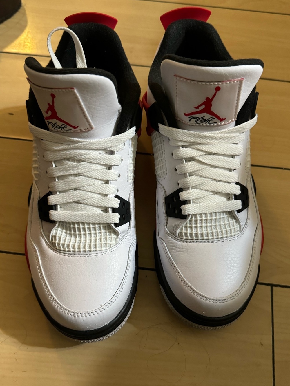 Nike Air Jordan 4 Retro youth White/Black/Red Basketball Shoes